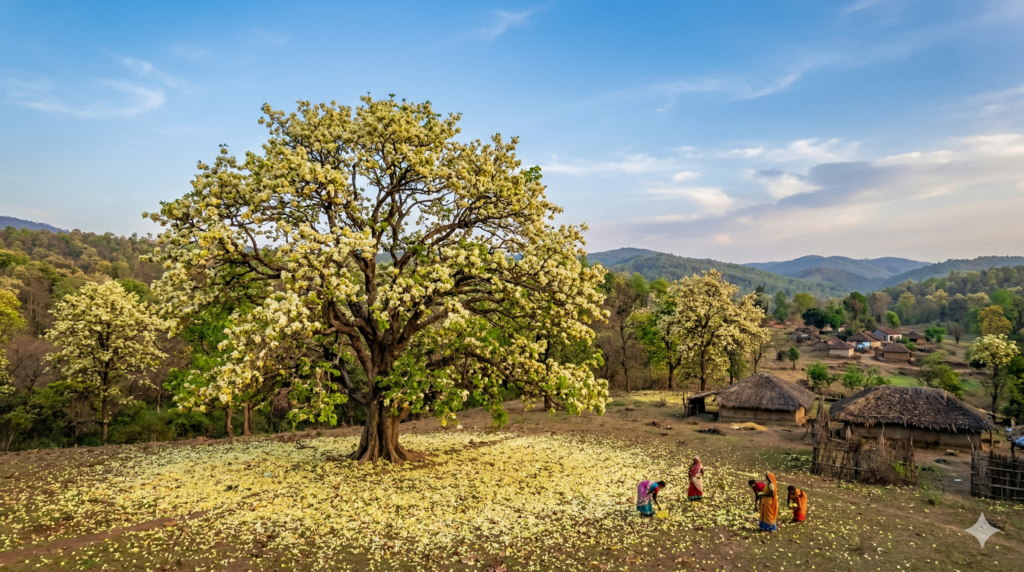 महुआ का पेड़: आदिवासी जीवन का कल्पवृक्ष – नंदुरबार ज़िले में महुआ फूल, दारू, खाना और औषधीय उपयोग | जय आदिवासी