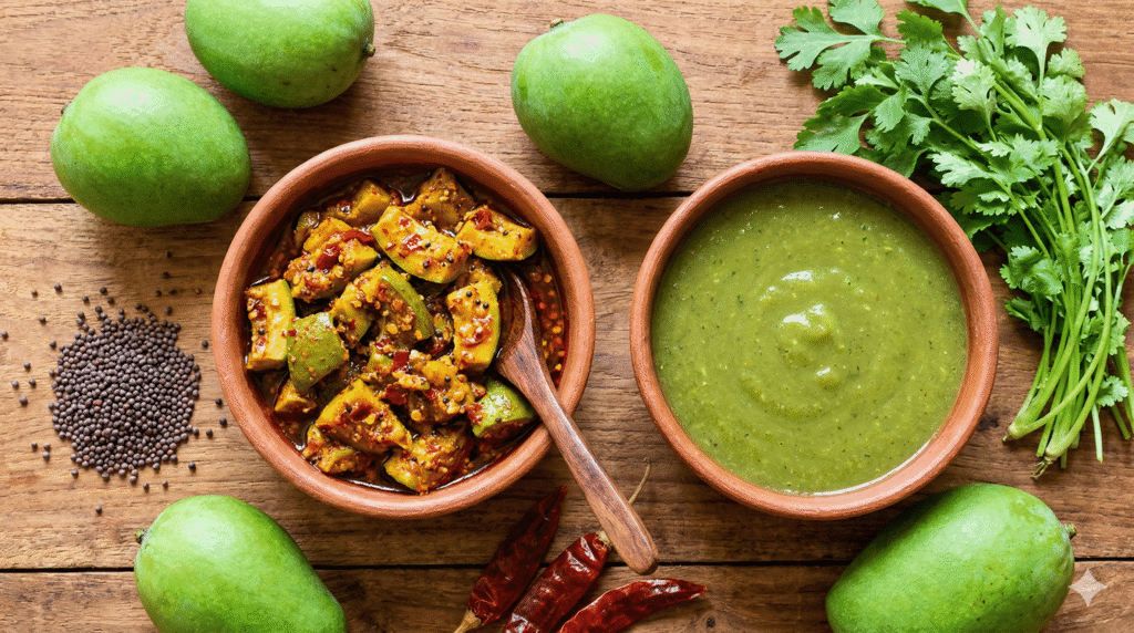 कच्चे जंगली आम का उपयोग बेहतरीन स्वादिष्ट आचार और चटनी बनाने के लिए